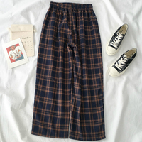 Dorywczo spodnie damskie w pasie w kratę spodnie z szerokimi nogawkami damskie studenci proste eleganckie modne biuro Lady cały mecz nowy harajuku 4